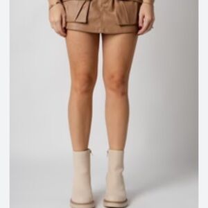 Fancy D Boutique Tan Leather Skort